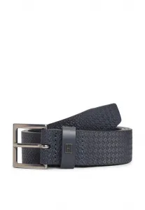 Ремень из кожи с квадратной пряжкой и принтом флага Tommy Hilfiger, Space Blue