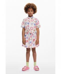 Почтовые марки на платья-рубашки для девочек Desigual, Multi