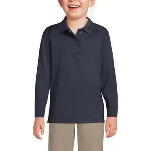 Рубашка-поло с длинным рукавом для девочек 4-16 лет Lands' End, синий