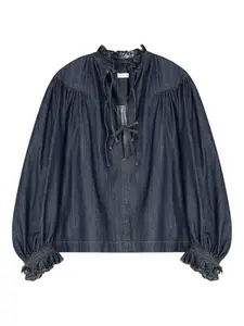 Джинсовая рубашка с оборками DRIES VAN NOTEN, синий