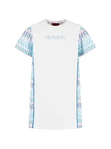 Платье-футболка с зигзагообразным узором Missoni Kids, белый