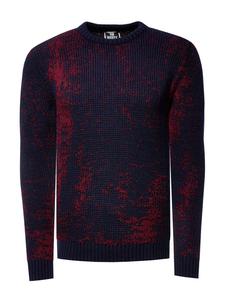 Двухцветный свитер тонкой вязки с круглым вырезом темно-синего цвета Rusty Neal