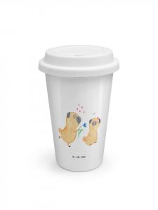 Mr. & Mrs. Panda Кофейная кружка с изображением мопса, надписью «Влюблен, без слов», белого цвета