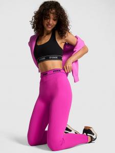 Бесшовные классические леггинсы с логотипом Pink, classic pink fire