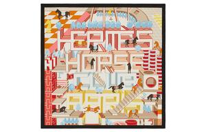 Hermès Подлинная Конная Лошади Шелковый Платок HERMES, Многоцветный