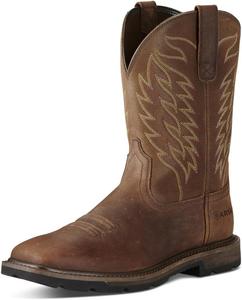 Мужские ботинки Ariat Groundbreaker с широким квадратным носком и стальным подноском, коричневый