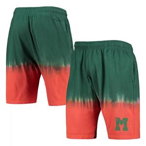 Мужские шорты Mitchell & Ness оранжевого/зеленого цвета с принтом тай-дай Miami Hurricanes