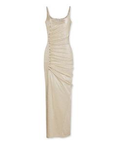 Собранное макси-платье с люрексом Rabanne, серебряный