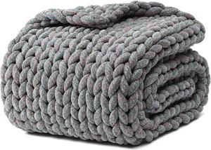 Утяжеленное одеяло YnM Chenille 127х152 см, 4,5 кг, ручной вязки, мягкое и уютное, терморегулирующее и дышащее, машинная стирка, для сна или декора, красный синий