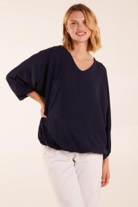 Блуза с V-образным вырезом и пышными рукавами Blue Vanilla, синий