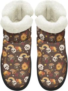 Мини-снежные ботинки для женщин, с противоскользящей подошвой, на меху, теплые ботильоны для зимы, для улицы и дома, размеры США 4,5-12 Chririnla, Skull Mushroom