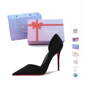 Take the Qin Туфли на шпильке с узким каблуком в бархатном черном цвете для женщин в подарочной упаковке, цвет Velvet Black[Gift Box Set](Gift Included)