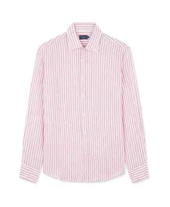 Льняная рубашка с воротником-стойкой в форме акулы. Paul & Shark, красный