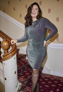 Платье Kaffe Curve Cocktail dress / Party dress, Silver Metallic Glitter/Silver-Coloured