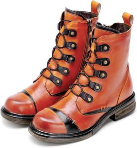 Женские ручные ретро-сапоги на высоком каблуке из овчины, красочная роспись, металлический стиль - модные, удобные, прочные, уникальный стиль меньшинств Riutiru, Brown 4