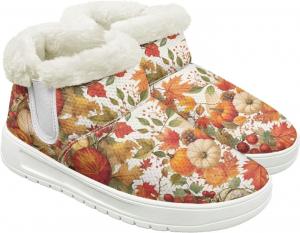 Quxjehoe Зимние сапоги для женщин, комфортные, теплые, с плюшевой подкладкой, короткие ботильоны на выход с белой подошвой, размеры 6-13.5