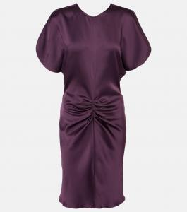 Мини-платье из атласа со сборками Victoria Beckham, Fig