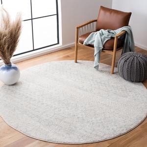 Ковер SAFAVIEH, 201 x 201 см, Tulum Collection, круглый, Ivory & Light Grey, марокканский бохо дистресс дизайн, без линьки и простой в уходе, идеален для помещений с высокой проходимостью в гостиной, спальне (TUL249B)