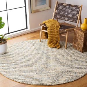 Круглый ковер 183 x 183 см SAFAVIEH Vermont Collection Dark Gold/Blue VRM401D ручной работы из шерсти для прихожей, гостиной, спальни