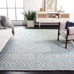 Ковер SAFAVIEH, 244 x 305 см, Santa Fe Collection Light Grey / Silver STF531A ручной работы в стиле Mid-Century Modern из шерсти