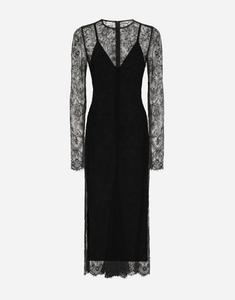 Платье миди из шантильи с фил купе Dolce & Gabbana, черный