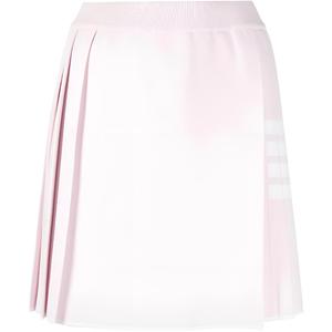 Футболка с 4-мя полосками и плиссированной юбкой на высокой талии THOM BROWNE, светло-розовый