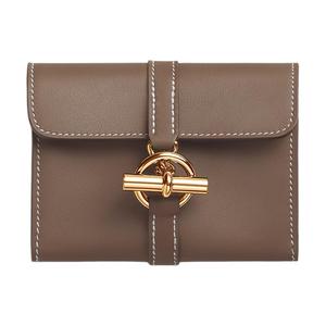 HERMES Кошелёк из телячьей кожи Гленан Свифт женский 18 цвет слоновая кость серый