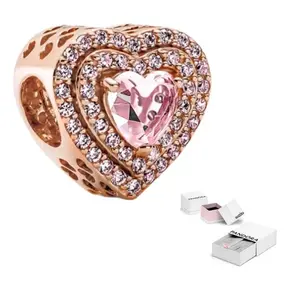 Pandora Gold Plated, Copper Silver, Alloy, Glass, Synthetic Cubic Zirconia Jewelry Accessories Unisex Rose Gold