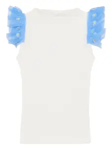 Топ с оборками и круглым вырезом Stella Mccartney Kids, белый