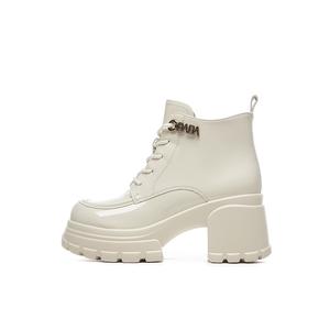 Женские ботинки DAPHNE лакированные на каблуке, бежевый