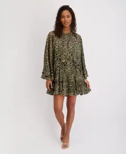 Женское многоярусное платье с объемными рукавами и принтом в виде оборки kensie, мультиколор