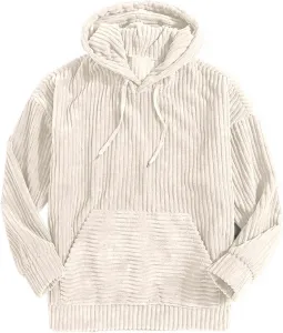 Мужская осенне-зимняя вельветовая толстовка с капюшоном