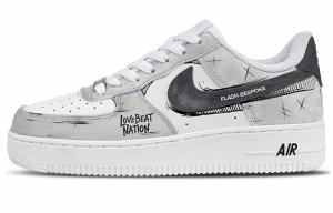 Детские низкие кроссовки для скейтбординга Air Force 1 Flash Reservation Tide из кожи с противоскользящей и износостойкой подошвой Nike, серый белый