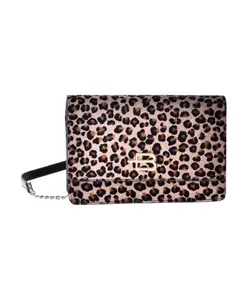 Кошелек с ремешком через плечо из кожи пони с леопардовым принтом Baldinini, мультиколор