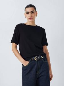 Футболка с круглым вырезом и коротким рукавом из органического хлопка John Lewis, черный