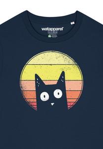 Футболка с принтом SUNSET CAT watapparel, темно-синий