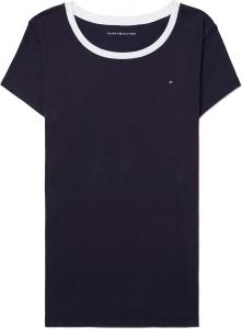 Женская однотонная футболка Tommy Hilfiger с открытым вырезом, Sky Captain