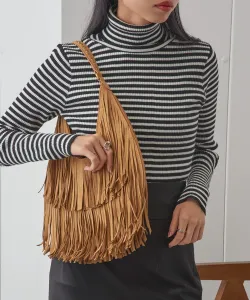 сумка-клатч/сумка-полуплечевая из замши с бахромой