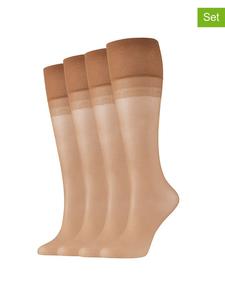 Camano Комплект из 4 пар: высокие носки до колена, бежевые, плотность 20 ден