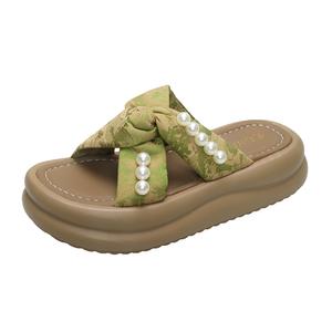 Женские сандалии с резиновой подошвой, устойчивые к истиранию и скольжению King Jinmai, Green