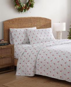 Комплект постельного белья Tommy Bahama с принтом на праздничную тематику, хлопковый, плотность ткани 200 нитей, размер Queen Tommy Bahama Home, Flamingo Santa Red