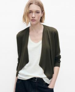 Женский вязаный укороченный кардиган MANGO, Dark Green