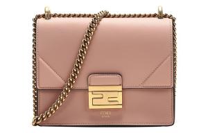 Кожаная сумка через плечо Kan U маленького размера для женщин розового/конфетного цвета FENDI