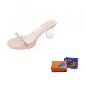 WOXXXN Слипоны женские черные с абрикосовым 7 см, цвет Apricot 7cm