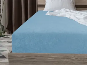 Простыня махровая, светло-голубая, 200 х 220 см TEXTILOMANIE