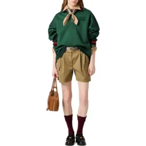 Хлопковые шорты MIU MIU, оливковый