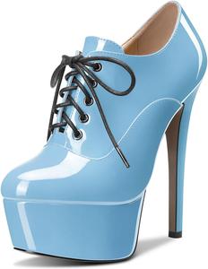 Женские ботильоны Castamere на высоком каблуке-стилетто с круглым носком, короткие ботинки на шнуровке и молнии, для выпускного, из лакированной кожи, каблук 15 см, Blue B