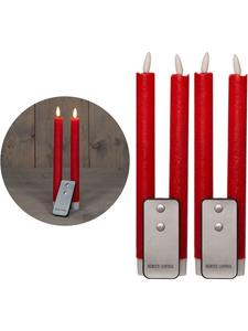 Novaliv Светодиодные свечи-конусы с таймером, красные, 4 штуки, для использования в помещении - 6 часов - по-настоящему бодрят в красном цвете