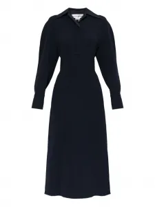 Платье с длинными рукавами и воротником Victoria Beckham, синий