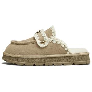 Женские сандалии с закрытым носком и резиновой подошвой, устойчивые к истиранию TATA, Apricot (Faux Wool Lining)